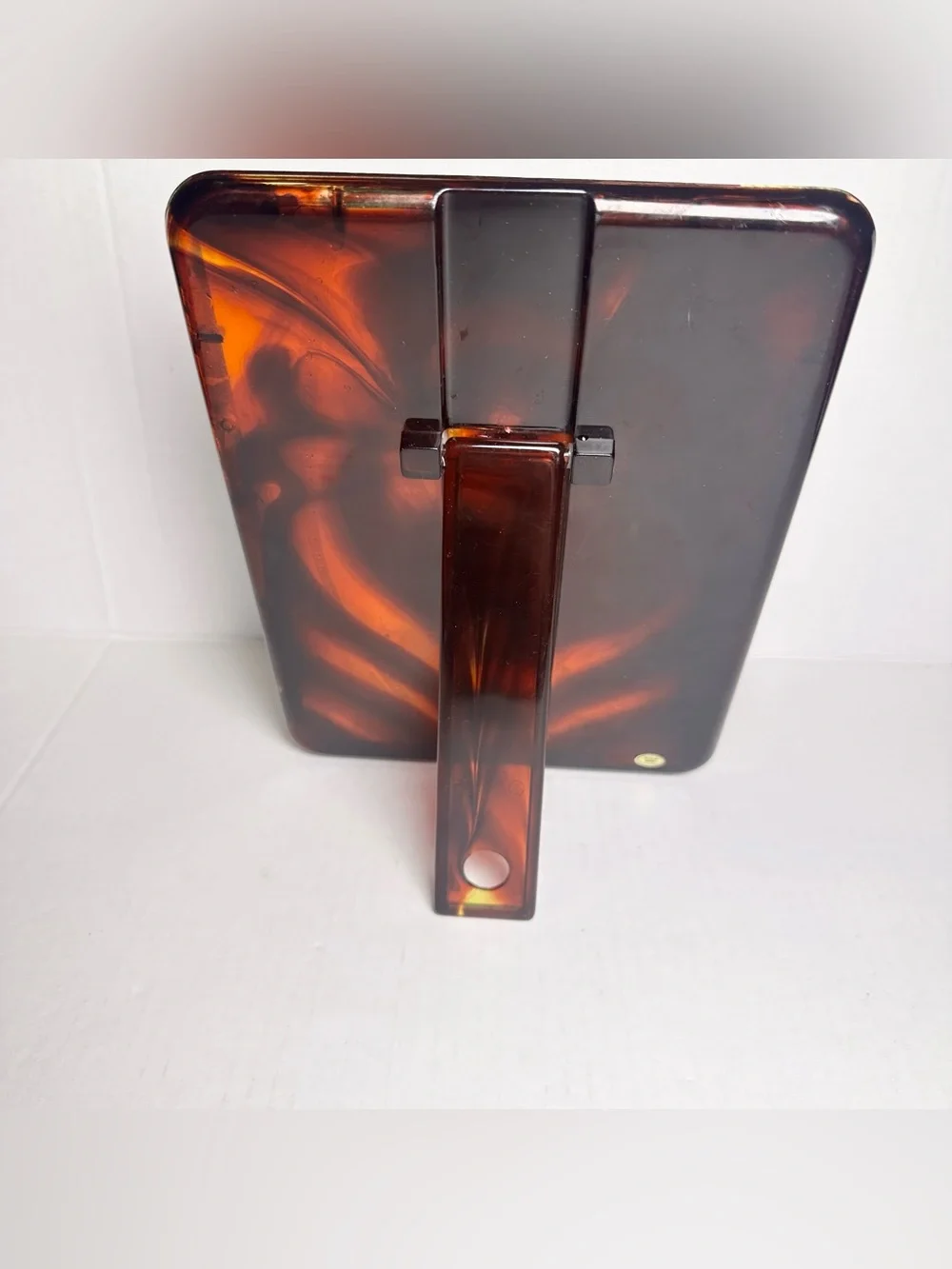 VTG Rare 70s Tortoiseshell Vanity Tabletop Hollywood Regency MCM MIRROR 7x9.25”